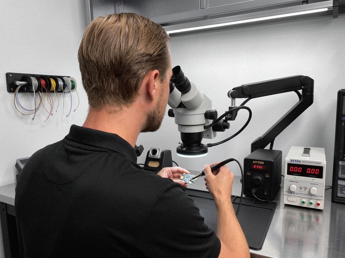 Lötstation mit Mikroskop für Microsoldering