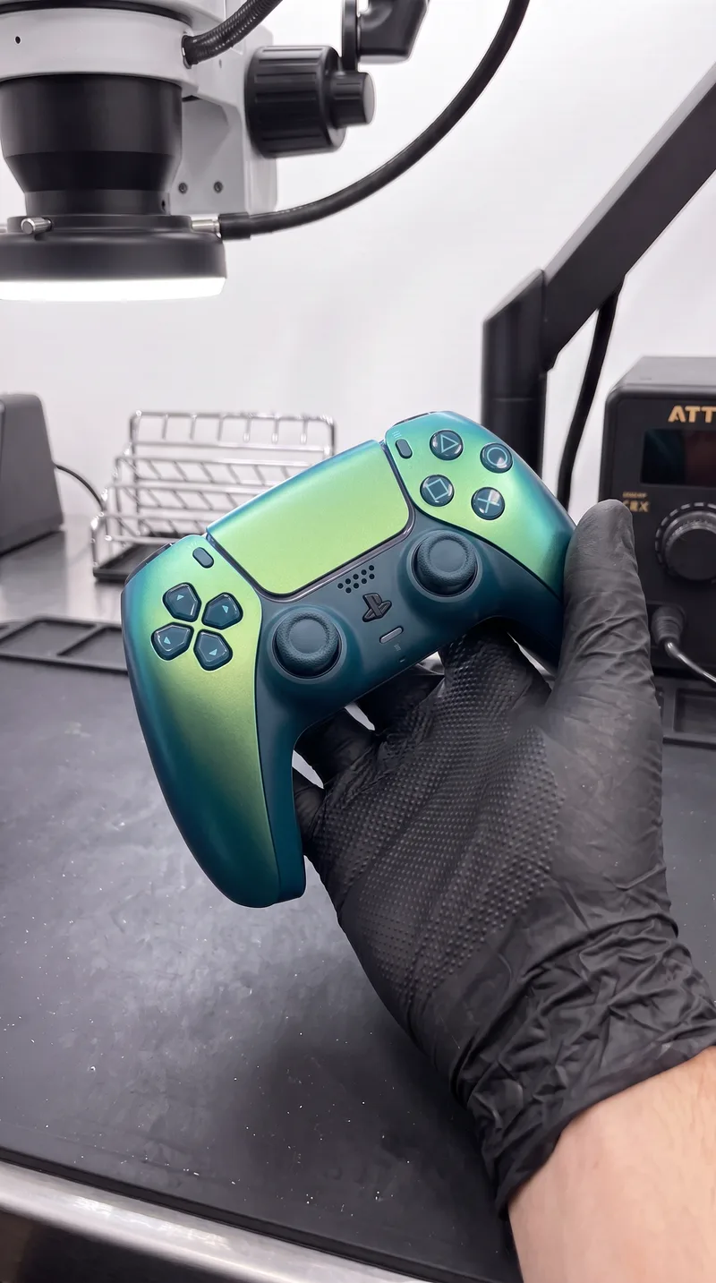 Custom-PS5-Controller mit Grün-Blau-Verlauf
